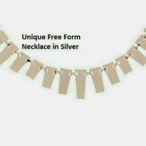 Necklace silver plate matte free form adjust NWT